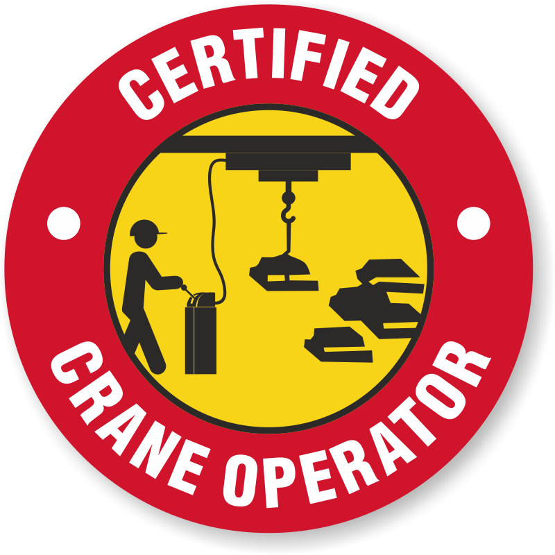 Certified Crane Operator Hard Hat Decals Signs SKU HH 0437