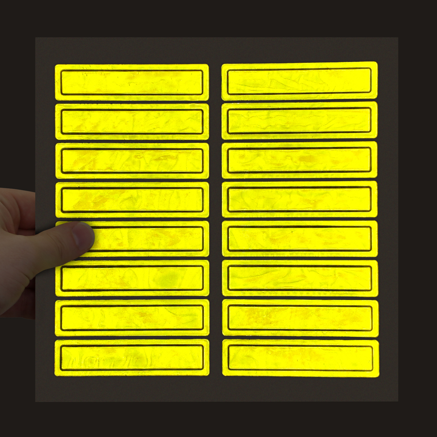 Retroflective Rectangle ShineStrips™ Hard Hat Decals Signs, SKU: HH-0176