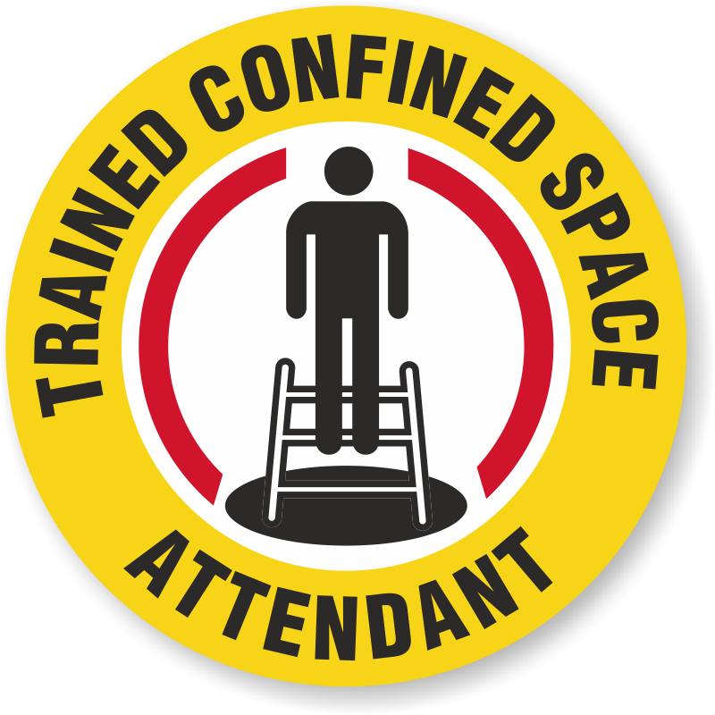 Trained Confined Space Attendant Hard Hat Decals Signs Sku Hh 0489